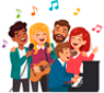 A colorful group singing for fun