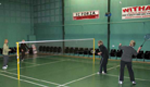 playing badminton doubles